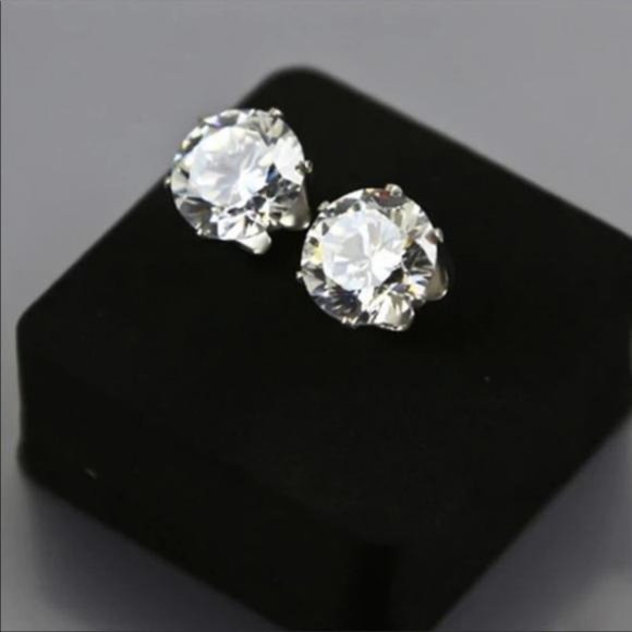 NEW 2.5 CT ROUND DIAMOND SILVER EARRINGS - Picture 4 of 4